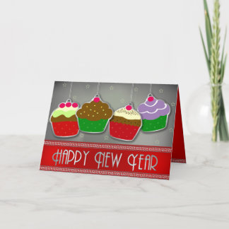 Festividades Bolo de Ano Novo Ornamento de Cupcakes Cartão de B
