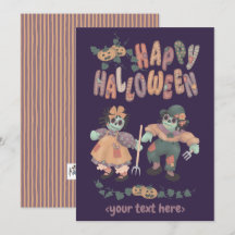 Bonecas de Trapo Zumbis de Halloween (4) - Cartão 