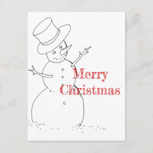 Festividades boneco de neve desenhando cartão postal de Natal