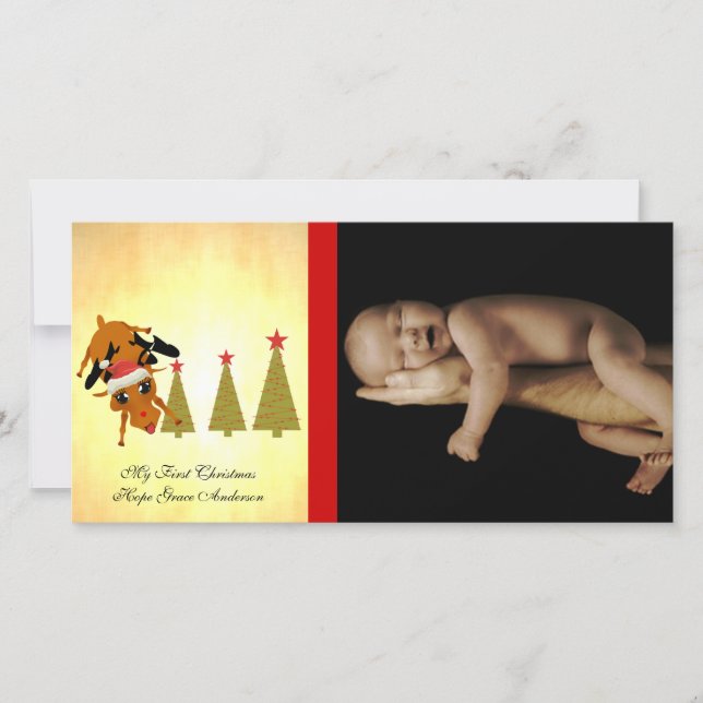 Festividades Bonita Reindeer Meu Cartão com fotos de Natal De 1 (Frente)