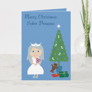 Festividades Bonito Sober Princess e Tree Blue Cartão de Natal