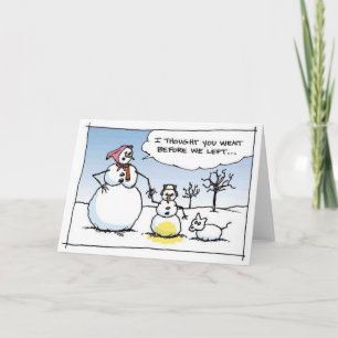 Festividades Boy Snowman Pee Cartão de Saudação Engraçado
