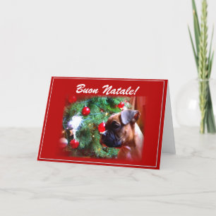 Festividades Buon Natale Boxer - cartão de saudação do cachorro