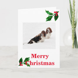 Festividades Caça-Basset na neve no cartão de Natal.