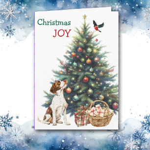 Festividades Cachorro Brittany, Bullfinch e Cartão de Árvore de