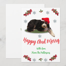 Festividades Cachorro festivo usando um cartão de Natal chapéu