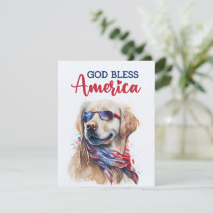 Festividades Cachorro Patriota - Golden Retriever Cartão de 4 d