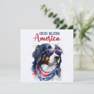 Festividades Cachorro Patriótico Bernês Cartão de 4 de Julho