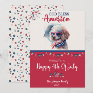 Festividades Cachorro Patriótico - Cartão de Poodle para 4 de J