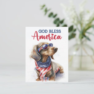 Festividades Cachorro Patriótico - Dachshund Cartão de 4 de Jul
