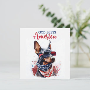 Festividades Cachorro Patriótico - Doberman Cartão de 4 de Julh