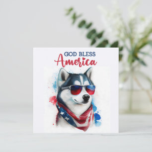 Festividades Cachorro Patriótico-Husky Cartão de 4 de Julho