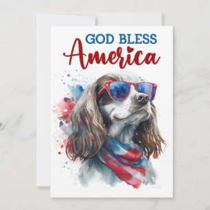 Festividades Cachorro Patriótico - Spaniel Cartão de 4 de Julho