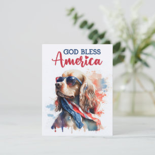 Festividades Cachorro Patriótico Spaniel Cartão de 4 de Julho