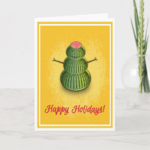 Festividades Cactus Snowman dobrou cartão de férias (5 x 7)