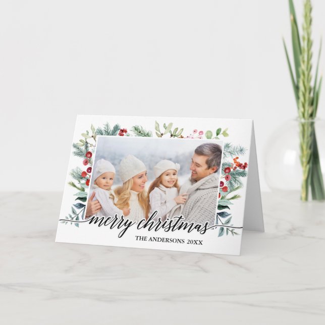 Festividades Caligrafia Cartão de Natal Dobrado (Frente)