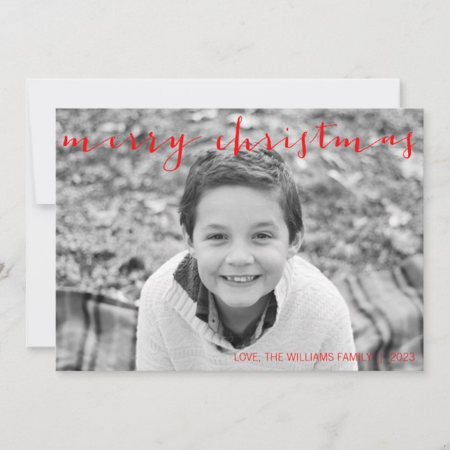 Festividades Caligrafia Feliz Cartão com fotos Horizontal de Na (Frente)