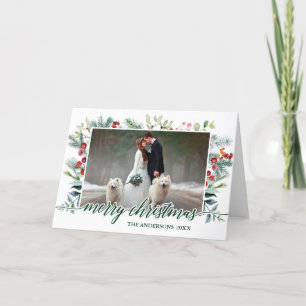 Festividades Caligrafia Watercolor Cartão de Natal Verde