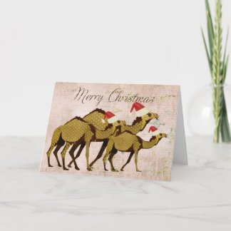 Festividades Camelos de bronze festivos Cartão de Natal feliz