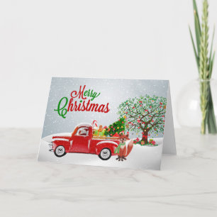 Festividades Caminhão de Vintage e Cartão de Natal Fox