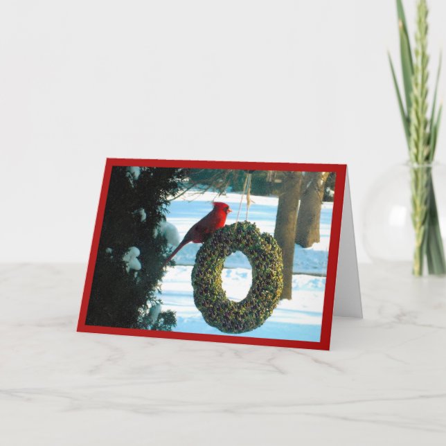 Festividades Cardeal Vermelho no Cartão Feriado de Férias de Fé (Frente)