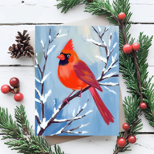 Festividades Cardinal Vermelho Cartão de Férias de Aquarela d
