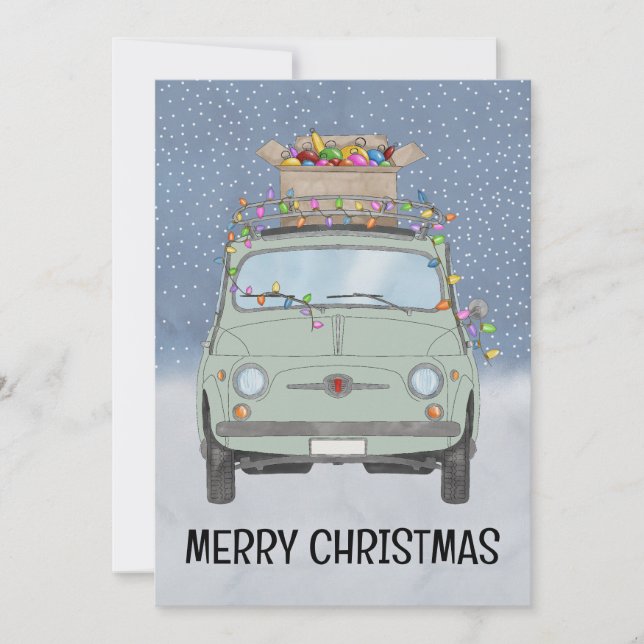 Festividades Carro verde com cartão de Natal (Frente)