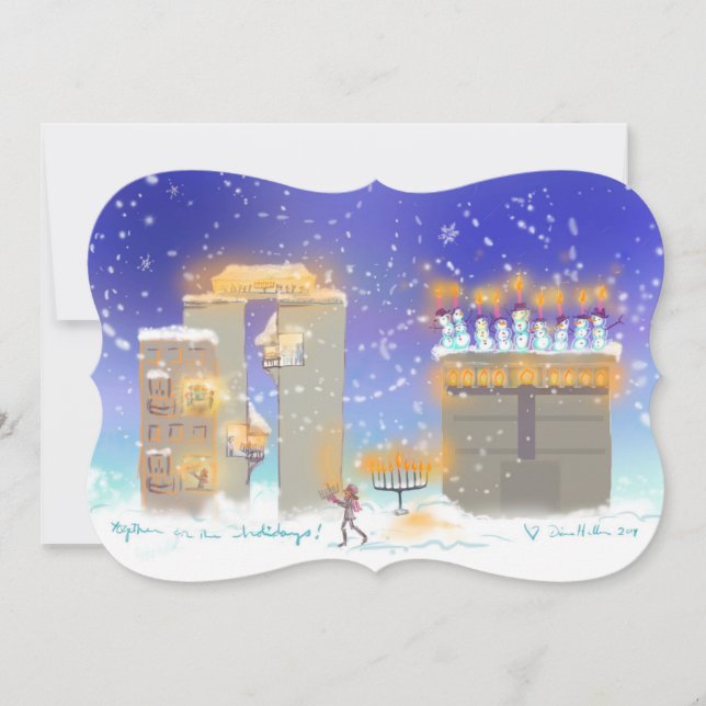 Festividades CARTÃO 2015 de Hanukkahville Hanukkah (Frente)