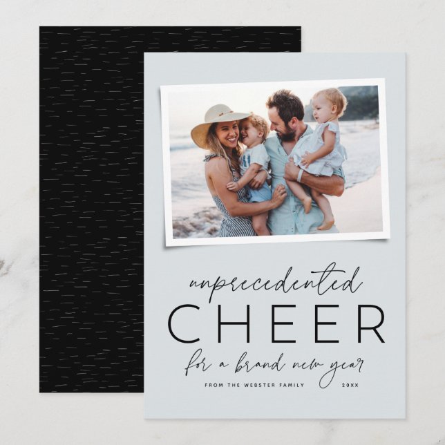 Festividades Cartão azul de Ano Novo 2022 alegre inédito (Frente/Verso)