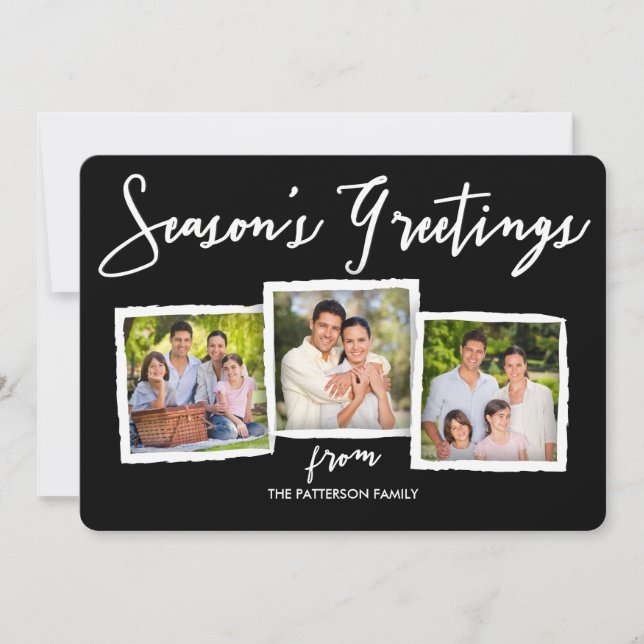 Festividades Cartão Clássico de Colagem de Fotos de Saudações d (Frente)