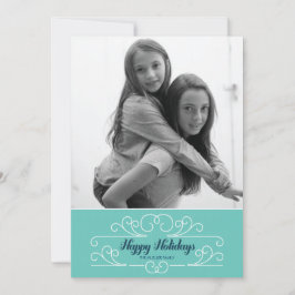 Festividades Cartão com fotos azul retro do feriado de Florish