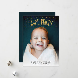 Festividades Cartão com fotos brilhante de Hanukkah do brilho