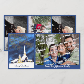 Festividades Cartão com fotos da Igreja de Natal Snowy