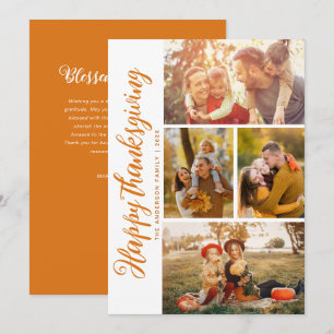 Festividades Cartão com fotos de Ação de Graças feliz com scrip