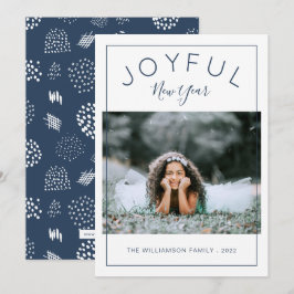 Festividades Cartão com fotos de Ano Novo | Azul Marinho