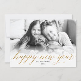 Festividades Cartão com fotos de Ano Novo da Glitter Dourada Fa