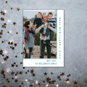 Festividades Cartão com fotos de Ano Novo de Linha Simples Te