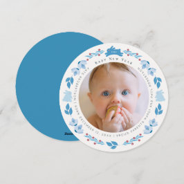 Festividades Cartão com fotos de Ano Novo do Bebê de Arte Folha