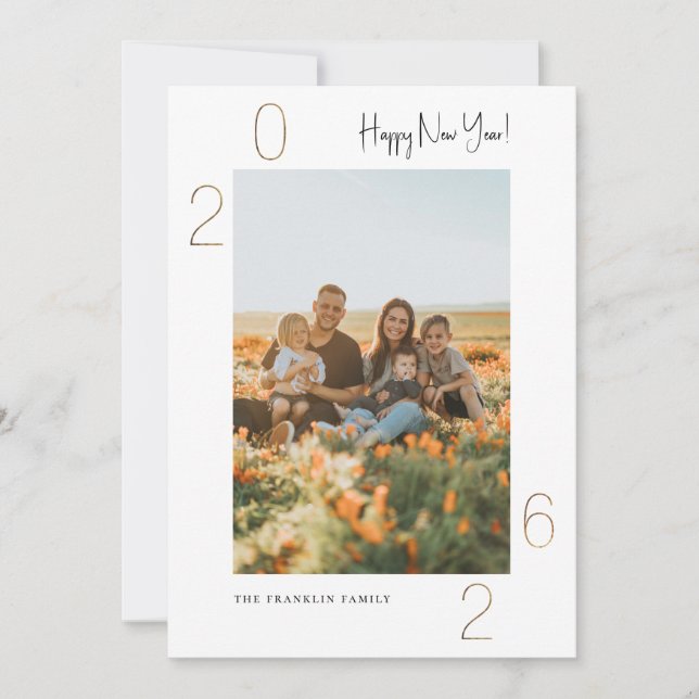 Festividades Cartão com fotos de Ano Novo do Ouro 2023 (Frente)