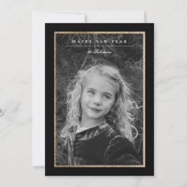 Festividades Cartão com fotos de Ano Novo Preto e Dourado da El