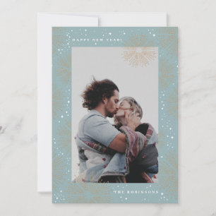 Festividades Cartão com fotos de Anos novos Sparkly Blue Firewo