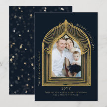 Cartão com fotos de Arca Dourada Elegante