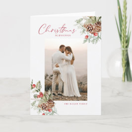 Festividades Cartão com fotos de Bênçãos de Natal Rustic Waterc