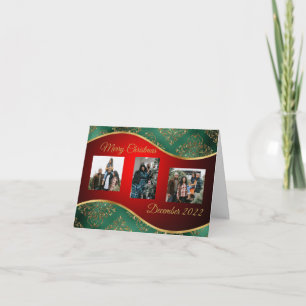 Festividades Cartão com fotos de Bordas de Natal verdes e Doura