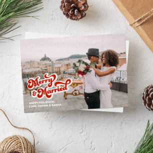 Festividades Cartão com fotos de Cheio "Feliz e casado" da font