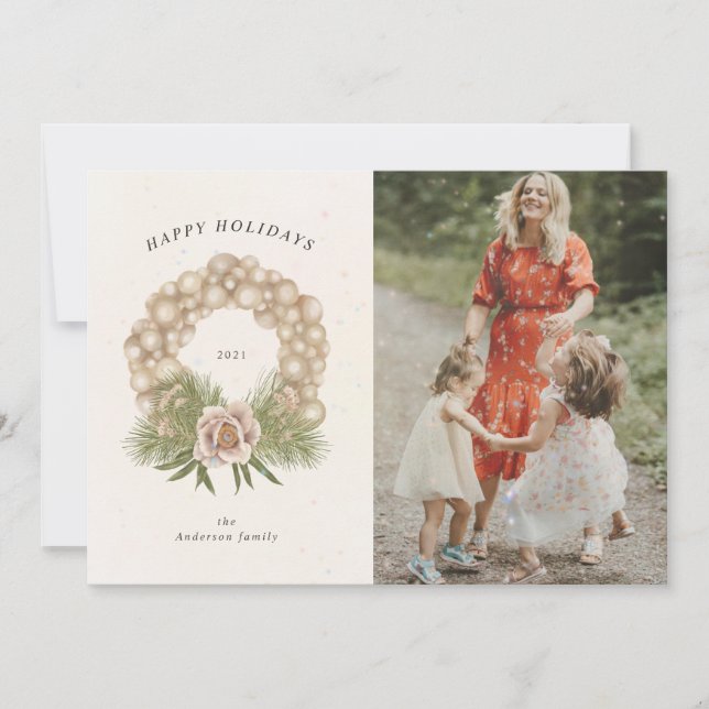 Festividades cartão com fotos de cupão de folhagem de creme (Frente)