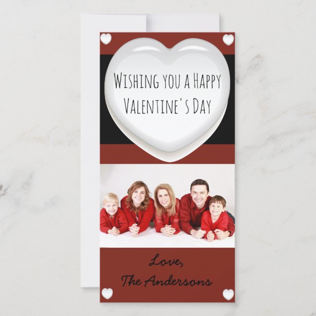 Festividades Cartão com fotos de Dia de os namorados vermelho e (Frente)
