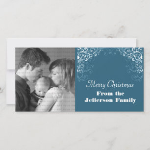 Festividades Cartão com fotos de espirais de Natal, Azul