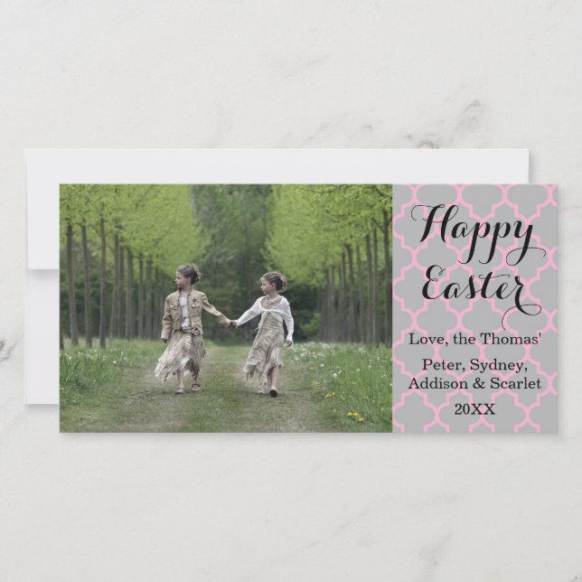 Festividades Cartão com fotos de Felz pascoa de Quatrefoil (Frente)