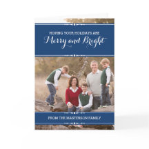 Cartão com fotos de Feriado Básico Azul